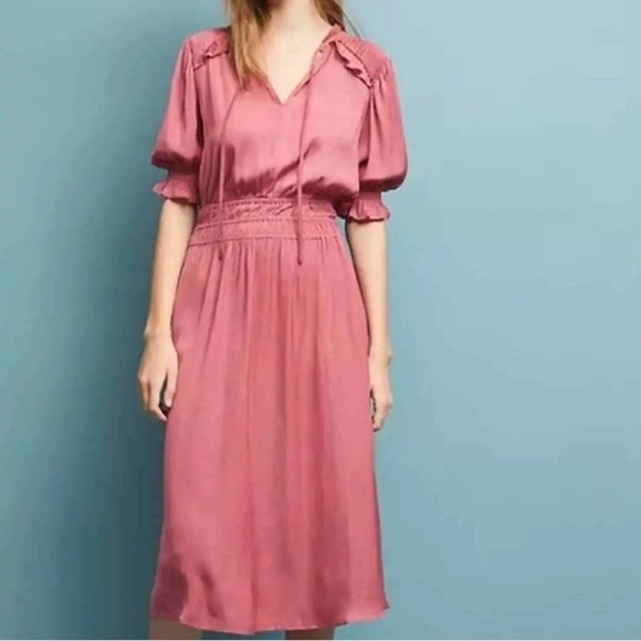 Anthropologie Current Air pink rose, Cape May, Waist mid dress - Picture 13 of 13
